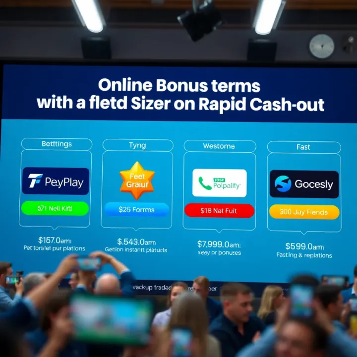 Graphic displaying various online betting platforms offering rewards with clear terms and fast cash-out options
