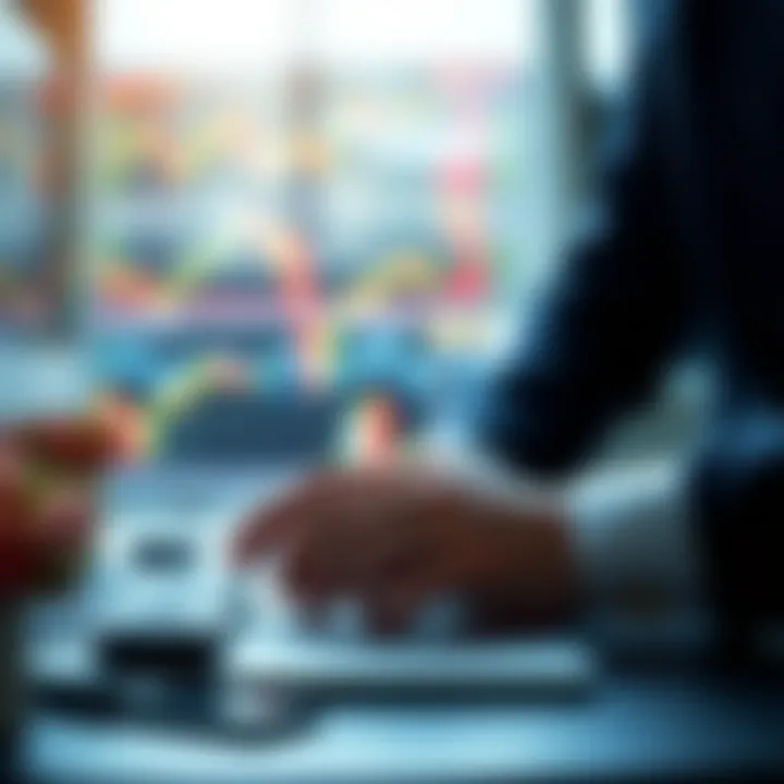 Conceptual representation of disciplined trading mindset with digital charts and technology icons