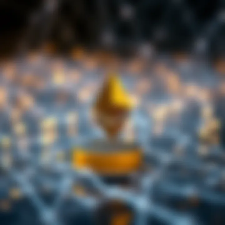 Blockchain Technology Impact on Ethereum Value Visual representation of blockchain technology and its impact on digital currency values