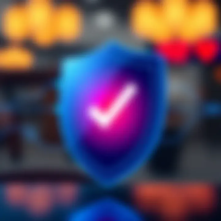 Illustration of a shield with a checkmark symbolizing security and trust in financial services