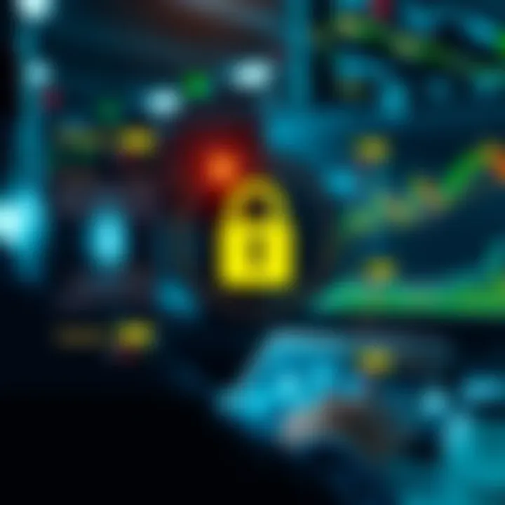 Illustration of secure online trading environment with security features