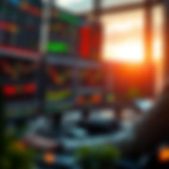 South African trader analyzing stock charts and financial data on multiple screens