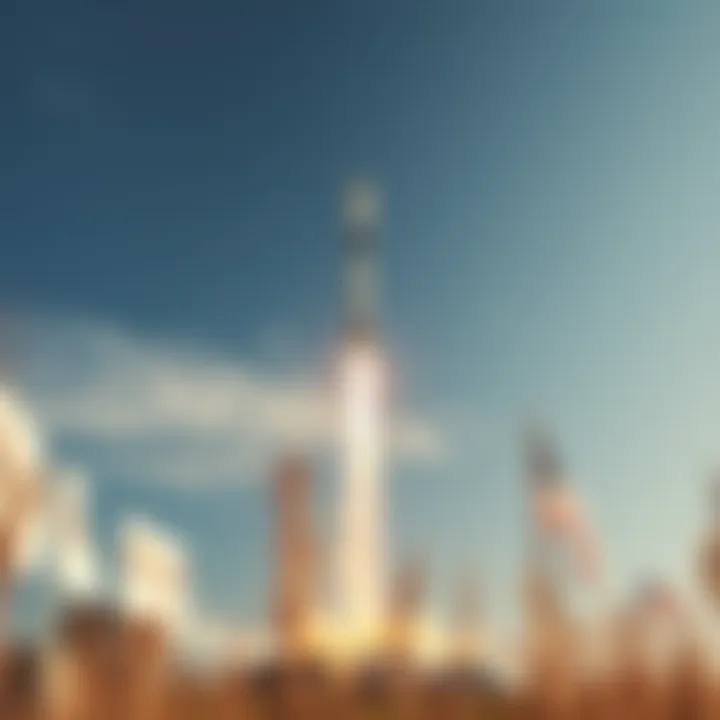 Falcon rocket launching against a clear sky demonstrating advanced reusable rocket technology