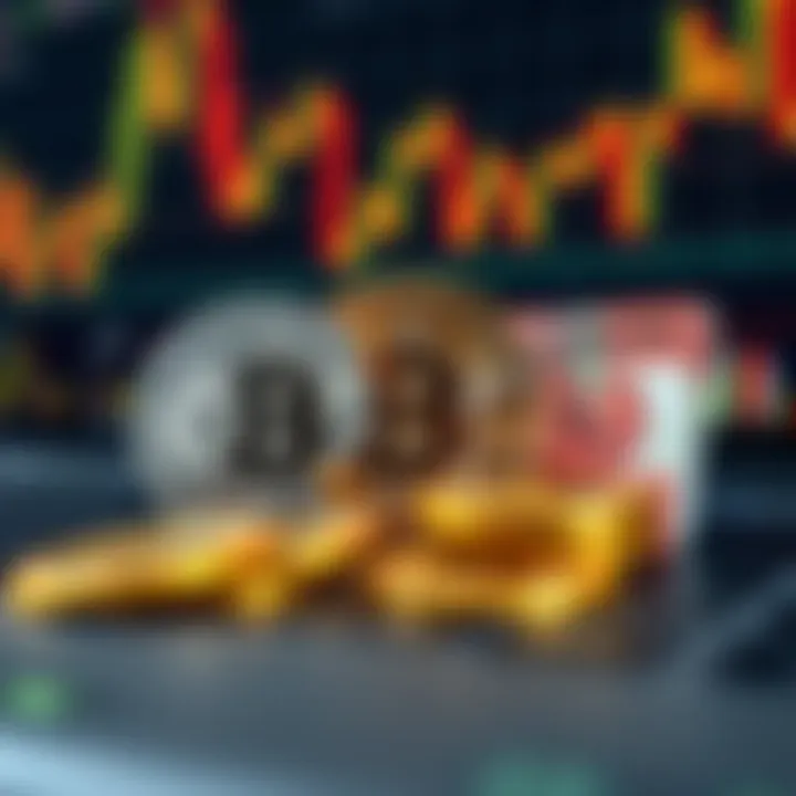 Illustration of various digital currency symbols alongside South African Rand and trading platform interface