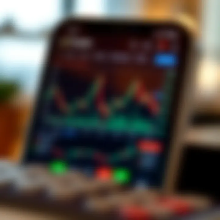 cTrader Mobile App with Active Trade Display Mobile device displaying cTrader app with active trade positions and market data