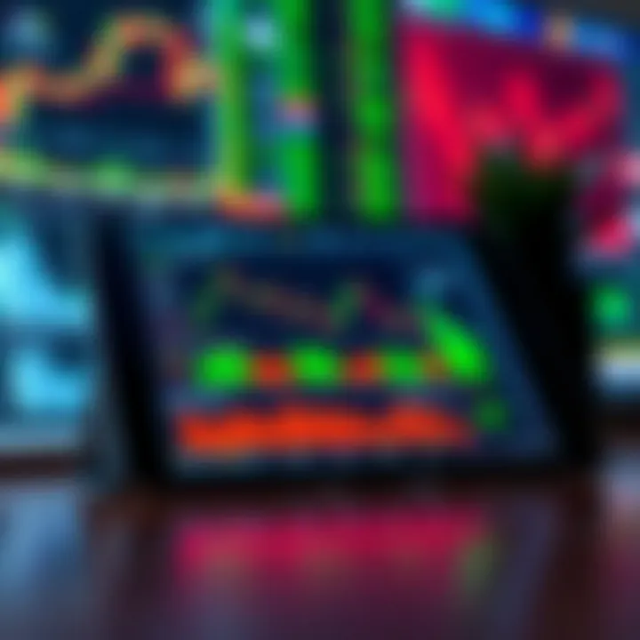 Key Forex Trading Strategies and Financial Graphs Digital tablet displaying key forex trading strategies and financial graphs