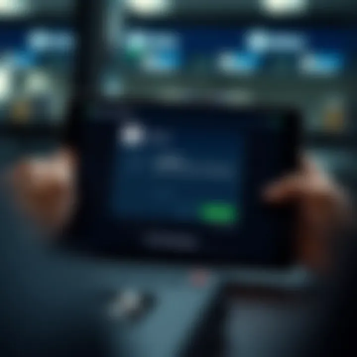 Tablet showing installation progress of IQ Options application with secure installation notification
