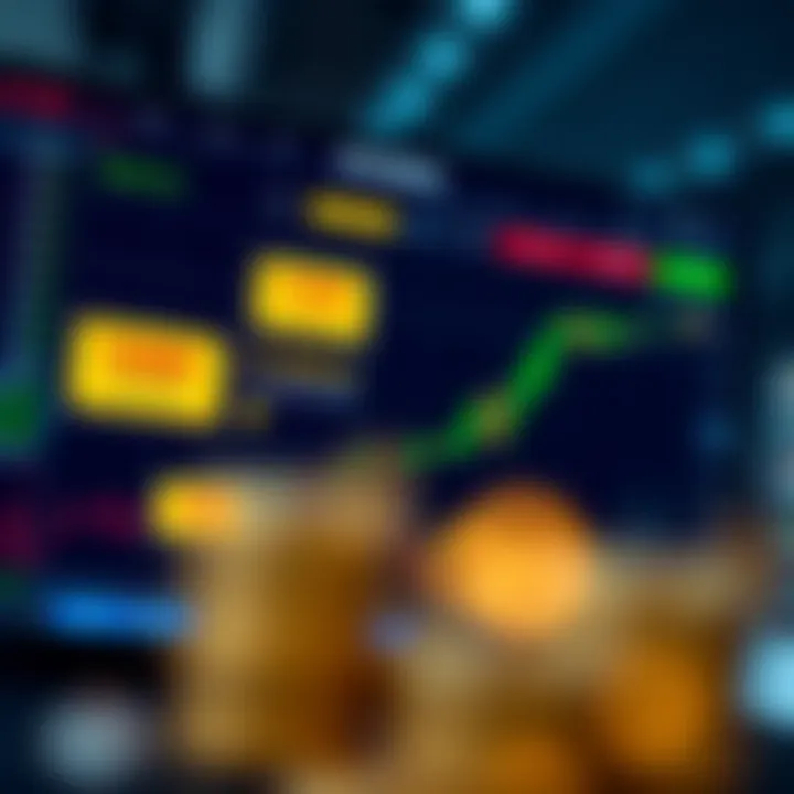Illustration showing a digital trading platform interface with bonus notifications and promotional offers