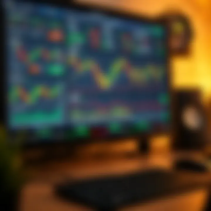 Computer screen showing a range of financial tools and charts used in South African market trading