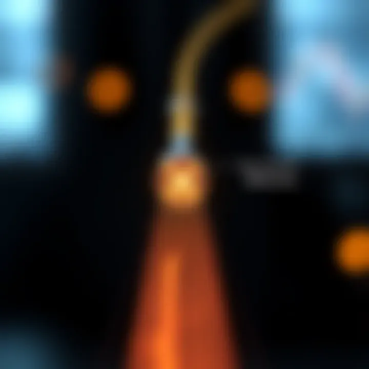 Diagram illustrating light propagation within optical fibre through total internal reflection