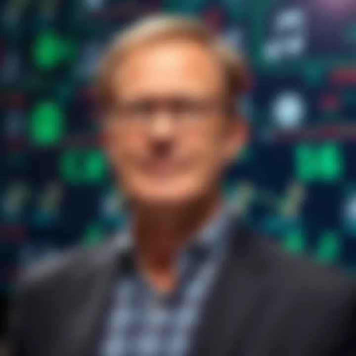 Portrait of Martin Lorentzon against a backdrop of digital music symbols