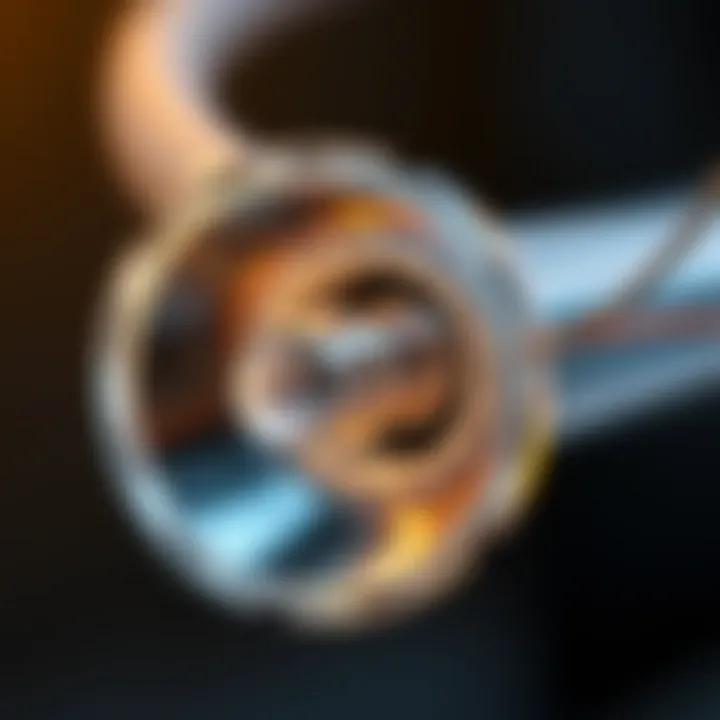 Core and Cladding Structure of Optical Fibre Cross-sectional view of optical fibre showing core and cladding with distinct refractive indexes