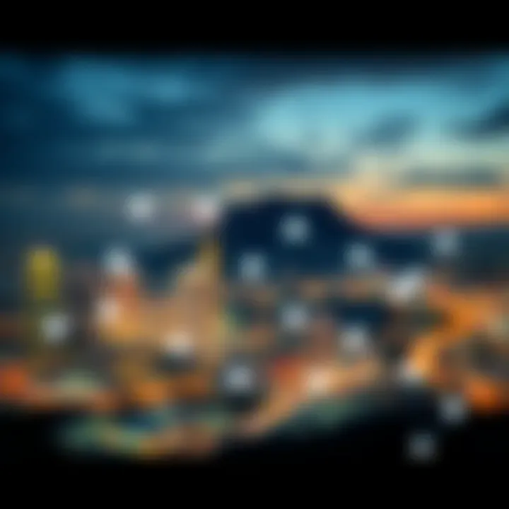 Peer-to-Peer Network Applications in South Africa Conceptual illustration showing digital transactions and communication across South African cityscape representing P2P applications