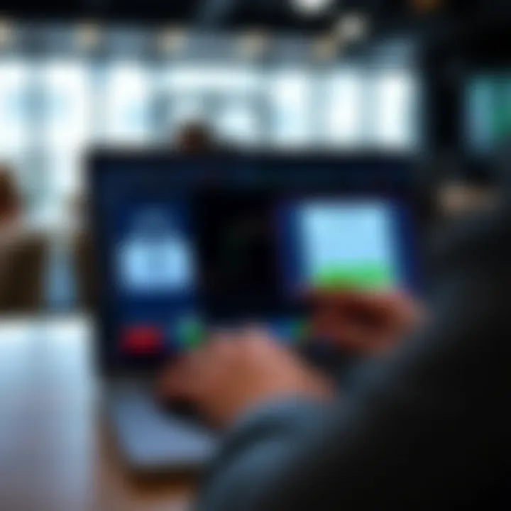 User logging into Pocket Option platform on laptop showing secure login screen