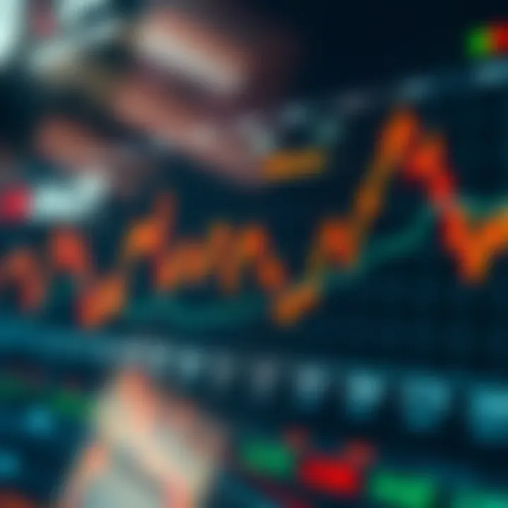 Graph showing fluctuating stock market indices with highlighted key factors influencing changes