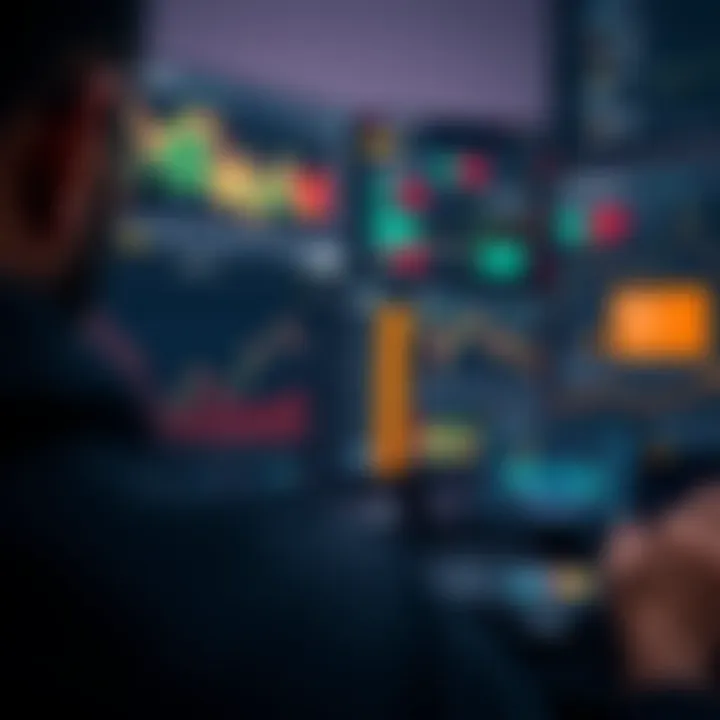 Illustration of various trading platforms displaying indices charts and risk management tools