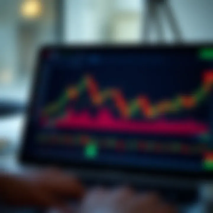 Illustration of forex market analysis with charts and currency symbols
