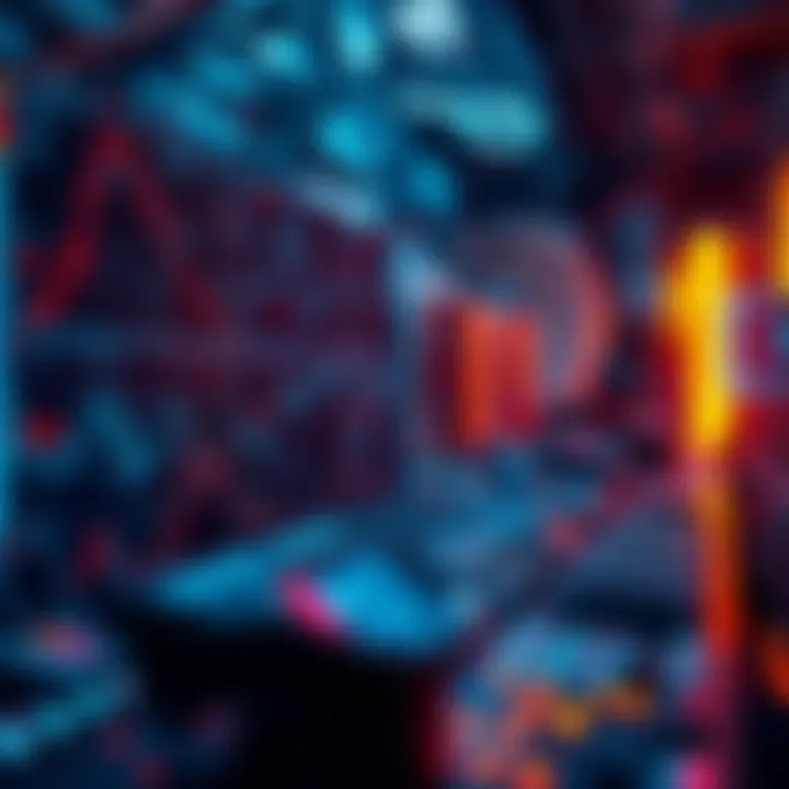 Digital representation of quantum computing network transforming financial data