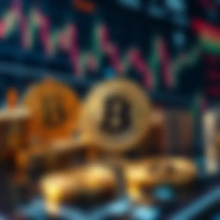 Abstract representation of digital finance with cryptocurrency symbols and financial charts