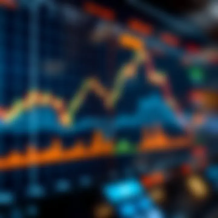 A dynamic stock market chart showing upward and downward trends reflecting trading activities