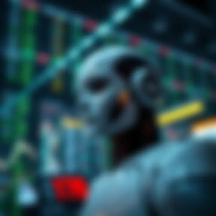 Illustration of the South African financial market with digital trading algorithms and data flow