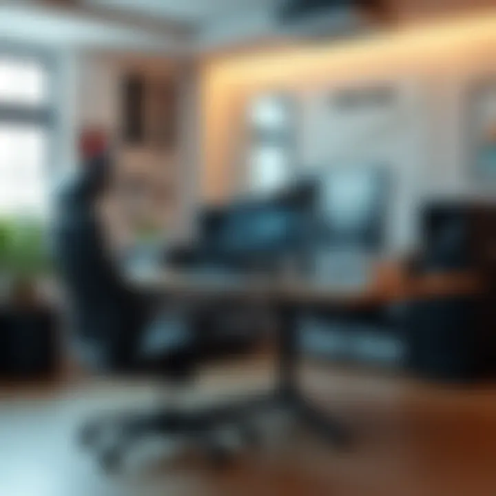 Ergonomic Trading Space for Enhanced Focus and Efficiency Ergonomic desk and chair arrangement in a dedicated trading space optimized for comfort and efficiency