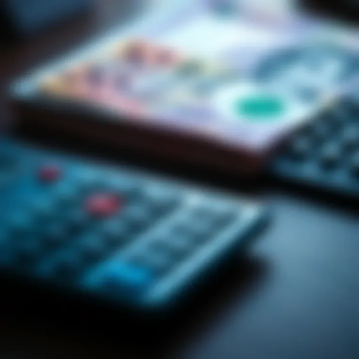 Close-up of South African Rand notes and a calculator on a desk, symbolizing financial planning for investment