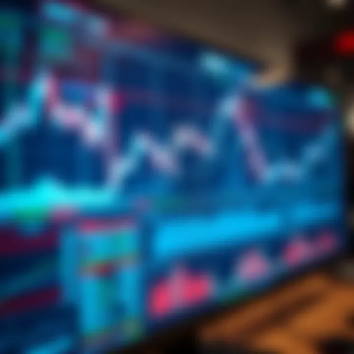 Digital interface showing algorithmic trading data and graphs on a screen
