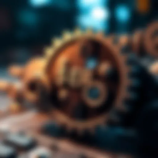 Illustration showing interconnected gears representing the five key principles of the ERs framework for optimizing business operations