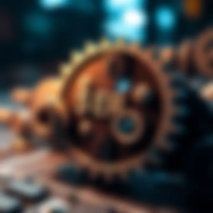 Illustration showing interconnected gears representing the five key principles of the ERs framework for optimizing business operations