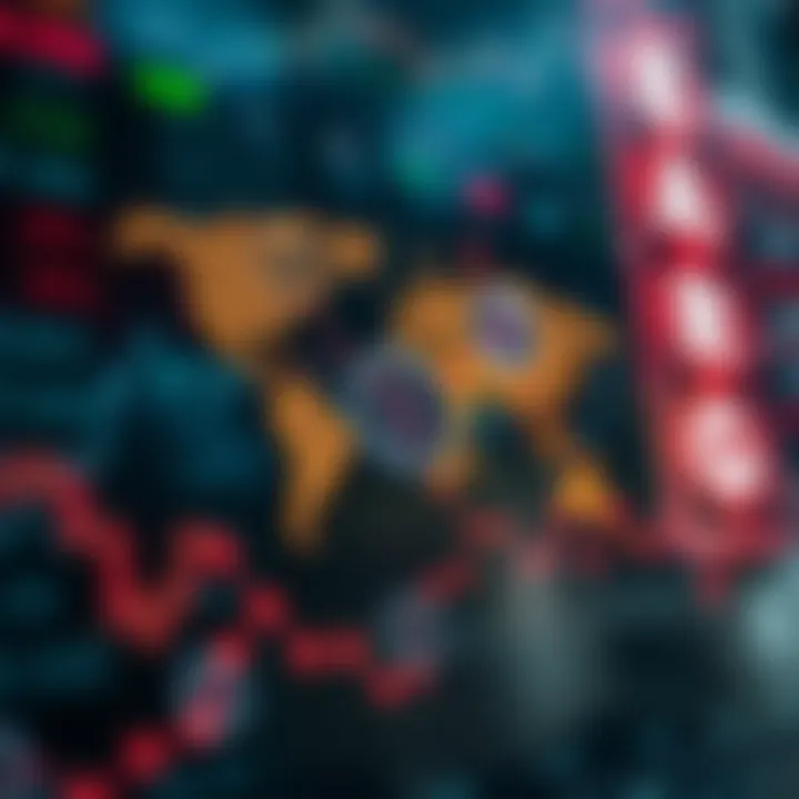 Illustration of major global currencies with exchange rate connections