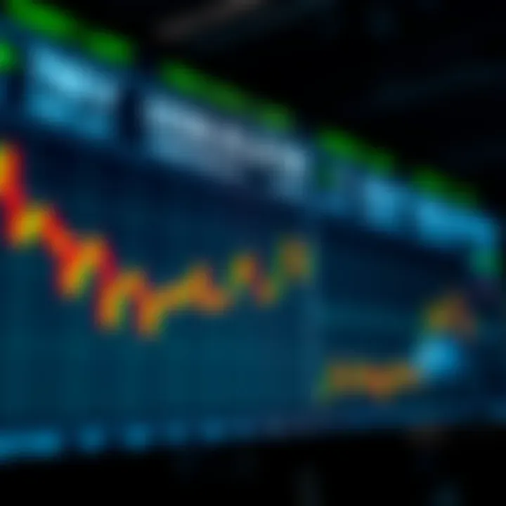 Digital screen showing currency exchange rates and forex market trends