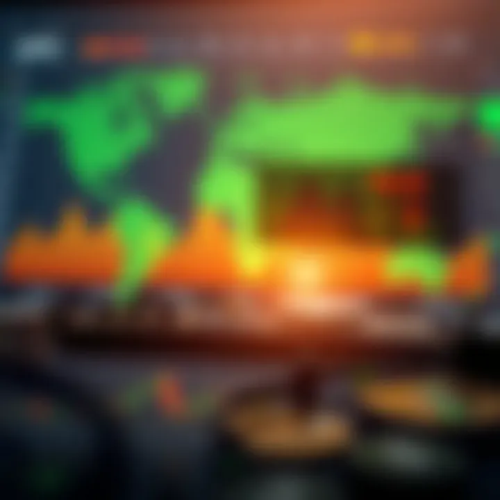 Graphical representation of financial services offered by Squared Financial with global market data background