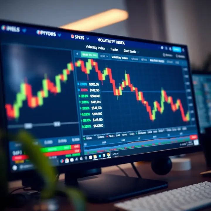 Trading Platform Interface Featuring Volatility Index Tools and Options Computer screen displaying trading platform interface with volatility index options and tools