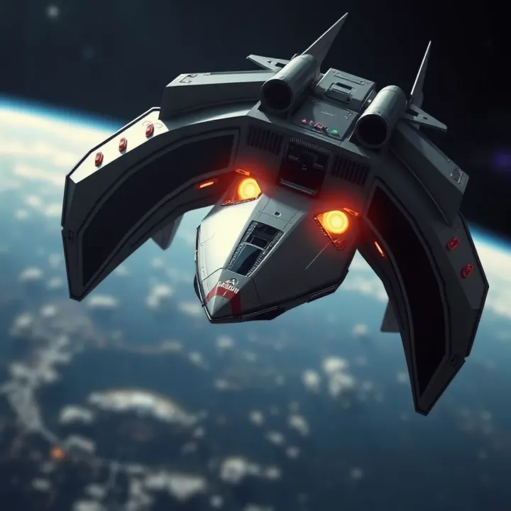 Starship Spacecraft Depicting Future Space Missions Artist's concept of Starship spacecraft in orbit highlighting next-generation space exploration