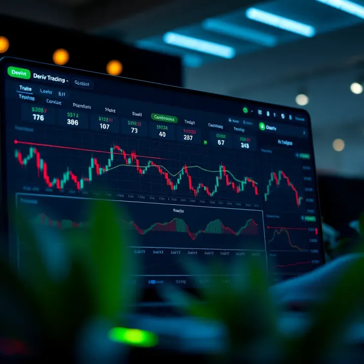 Deriv Trading Dashboard Overview User-friendly trading dashboard showcasing various financial instruments and real-time charts on Deriv platform
