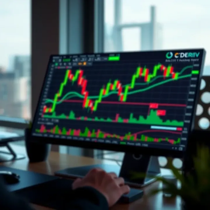 Trading chart displaying Deriv trading indicators and TradingView analytics tools combined