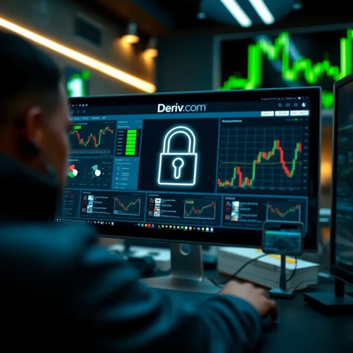 Deriv.com Security Measures and Customer Support Secure online trading environment highlighting encryption and customer support features