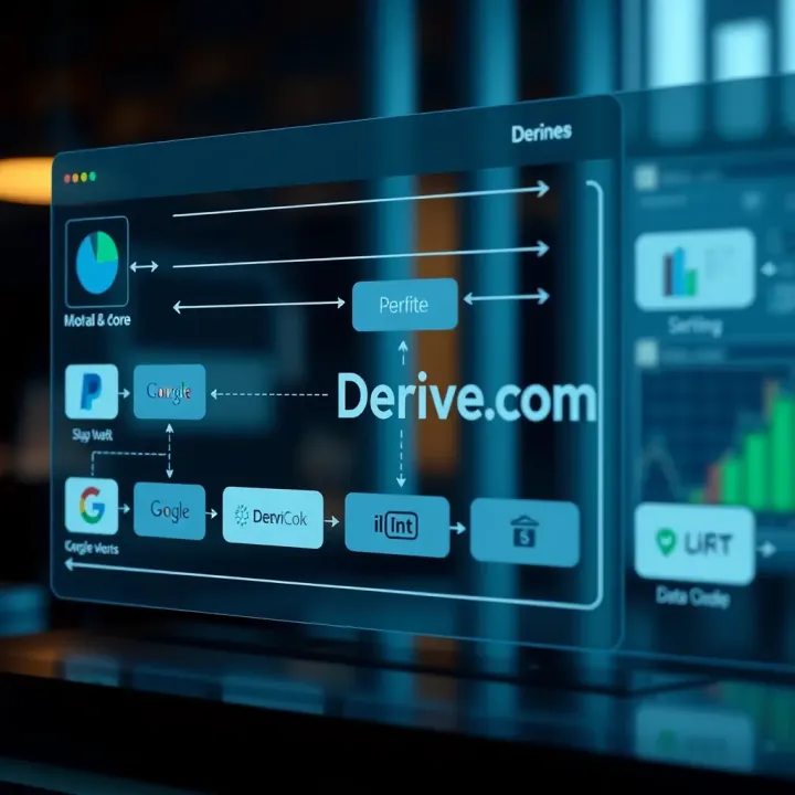 Integration workflow diagram connecting Derive.com with popular business tools