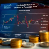 Diagram highlighting economic and international factors influencing currency valuation between Rand and Dollar