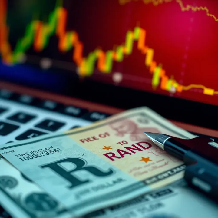 Impact of Economic and Political Developments on Dollar to Rand Exchange Rate Visual representation of economic and political factors influencing currency value with charts and symbols