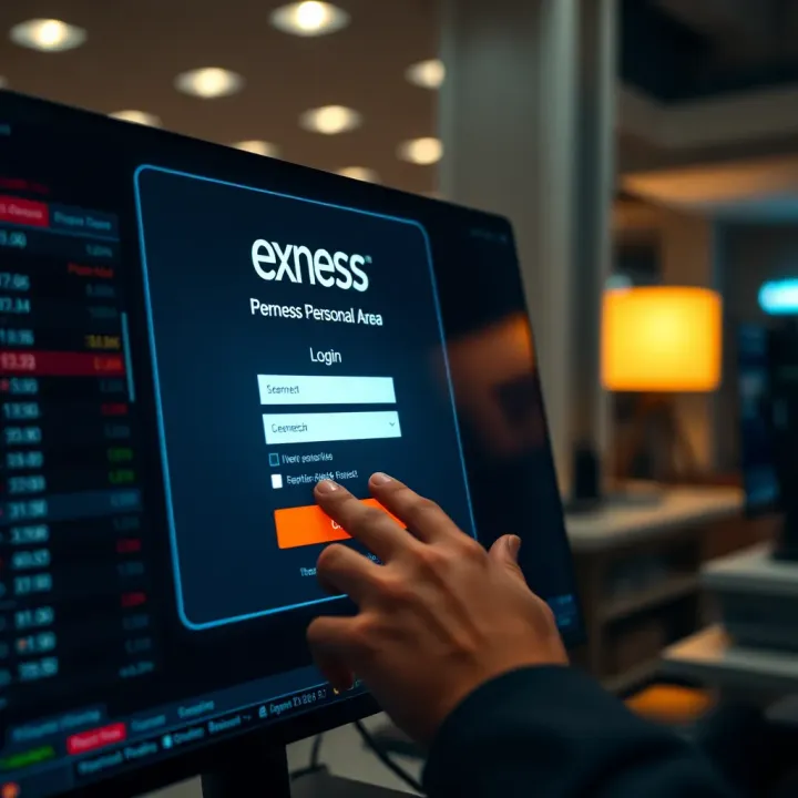 User entering login credentials on Exness Personal Area interface