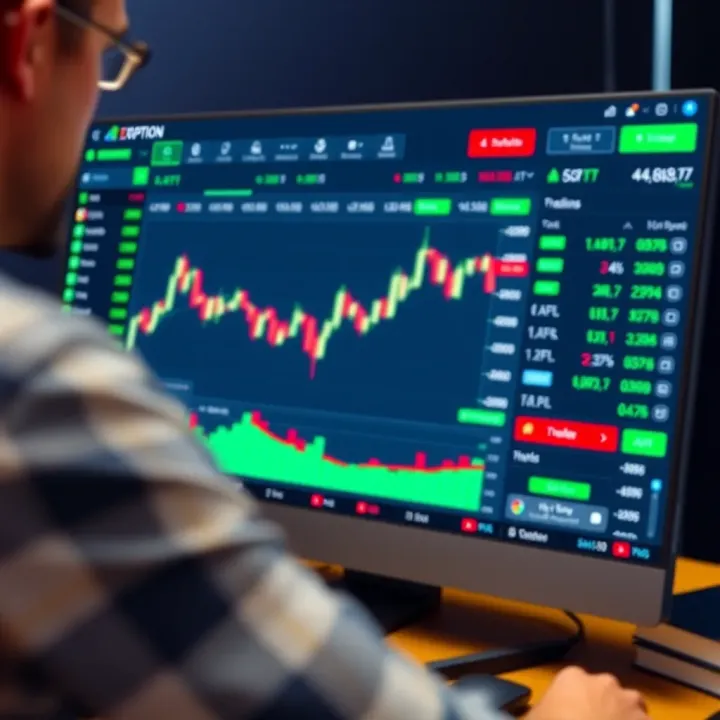 Expert Option Trading Platform Interface Overview Dashboard interface of Expert Option trading platform showing graphs and market data