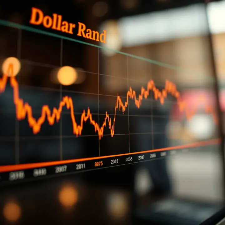 Trends in Dollar to Rand Exchange Rate Movement Graph showing fluctuations in the dollar to rand exchange rate with trend lines