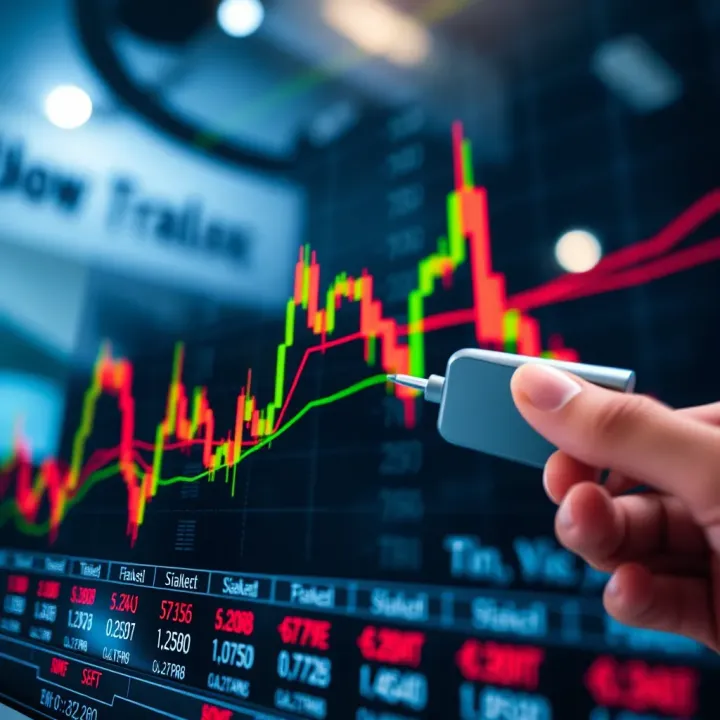 Chart showing currency exchange rates with indicators reflecting forex trading activity