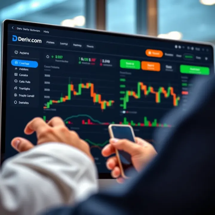 Deriv.com user dashboard displaying trading options and account overview