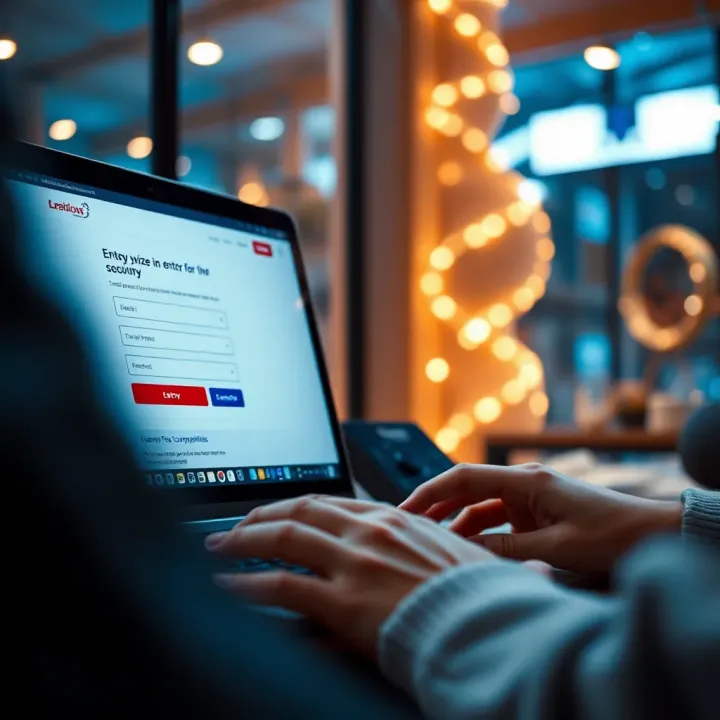 Person carefully filling out an online entry form on a secure website for a cash prize competition