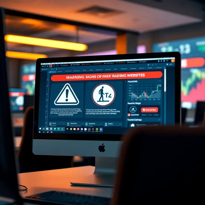 Recognizing Warning Signs of Fake Trading Platforms Warning signs of fraudulent trading websites displayed on a computer screen