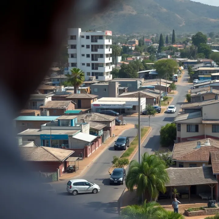 South African urban landscape affected by economic downturn with businesses and homes