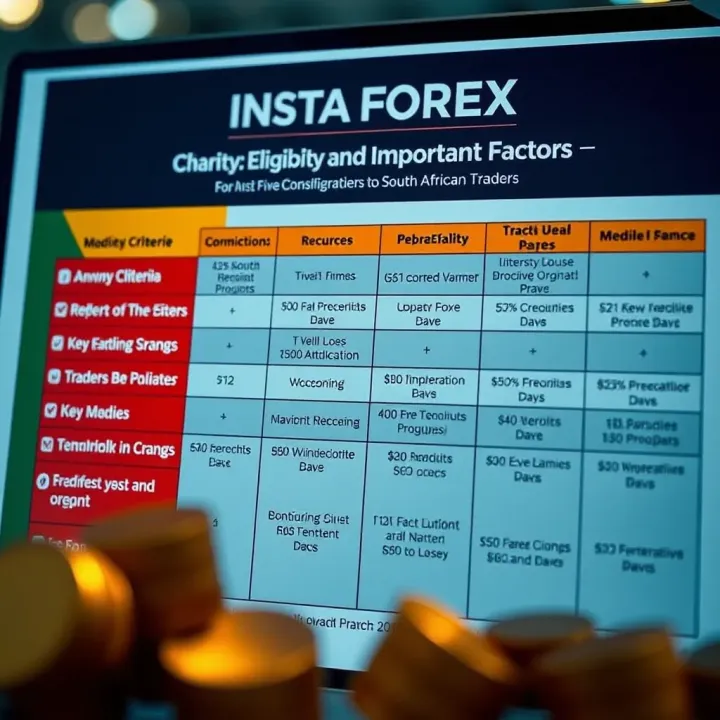 Chart showing eligibility criteria and key considerations for South African traders using Insta Forex bonus